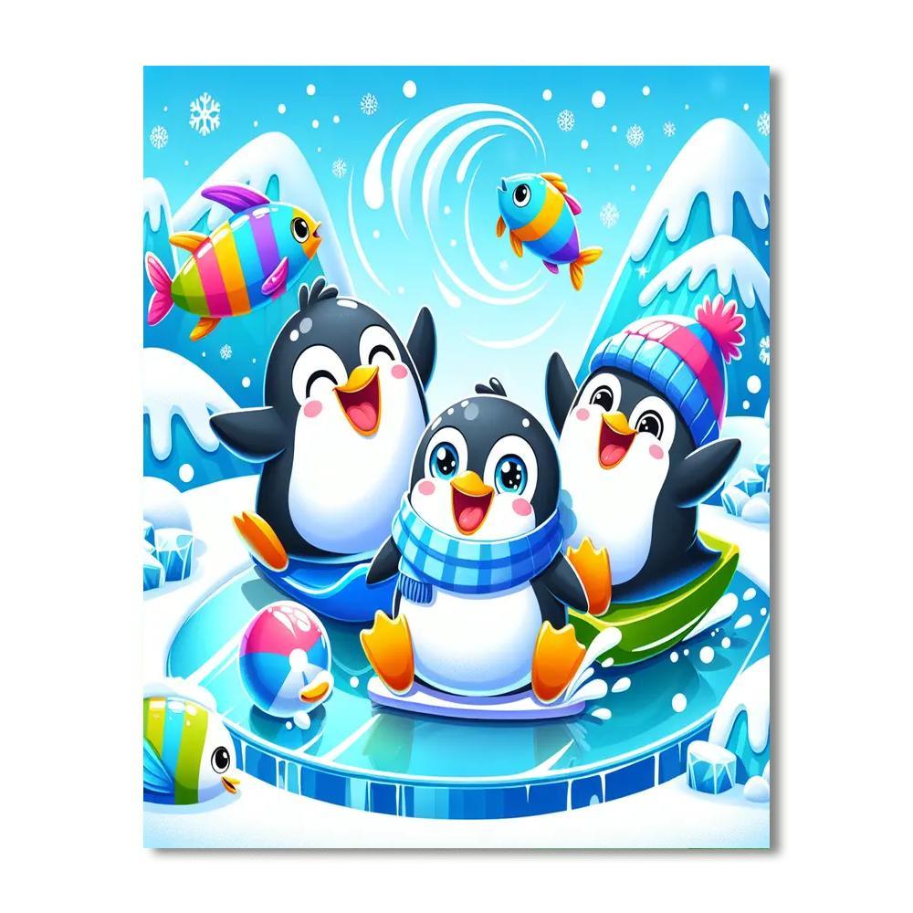 Joyful Journey With Penguins Painting Number Kit