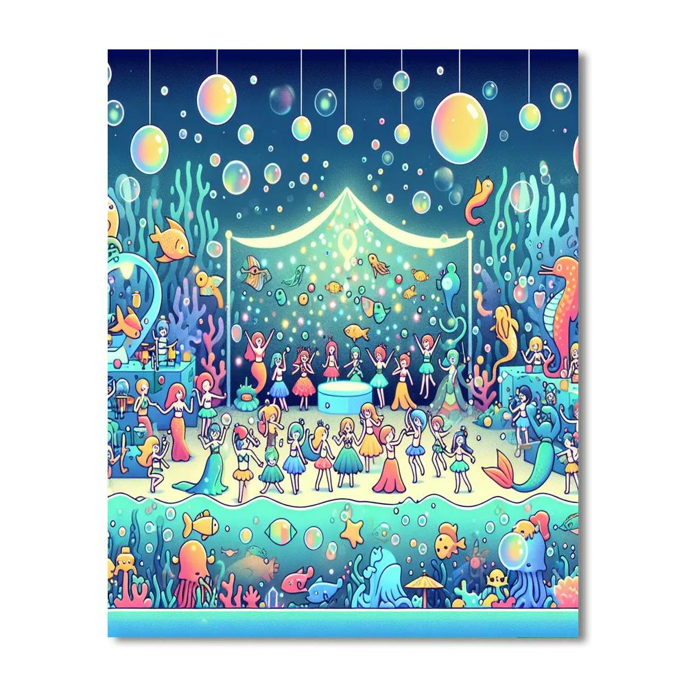 Merry Mermaid Festival Paint By Numbers Art