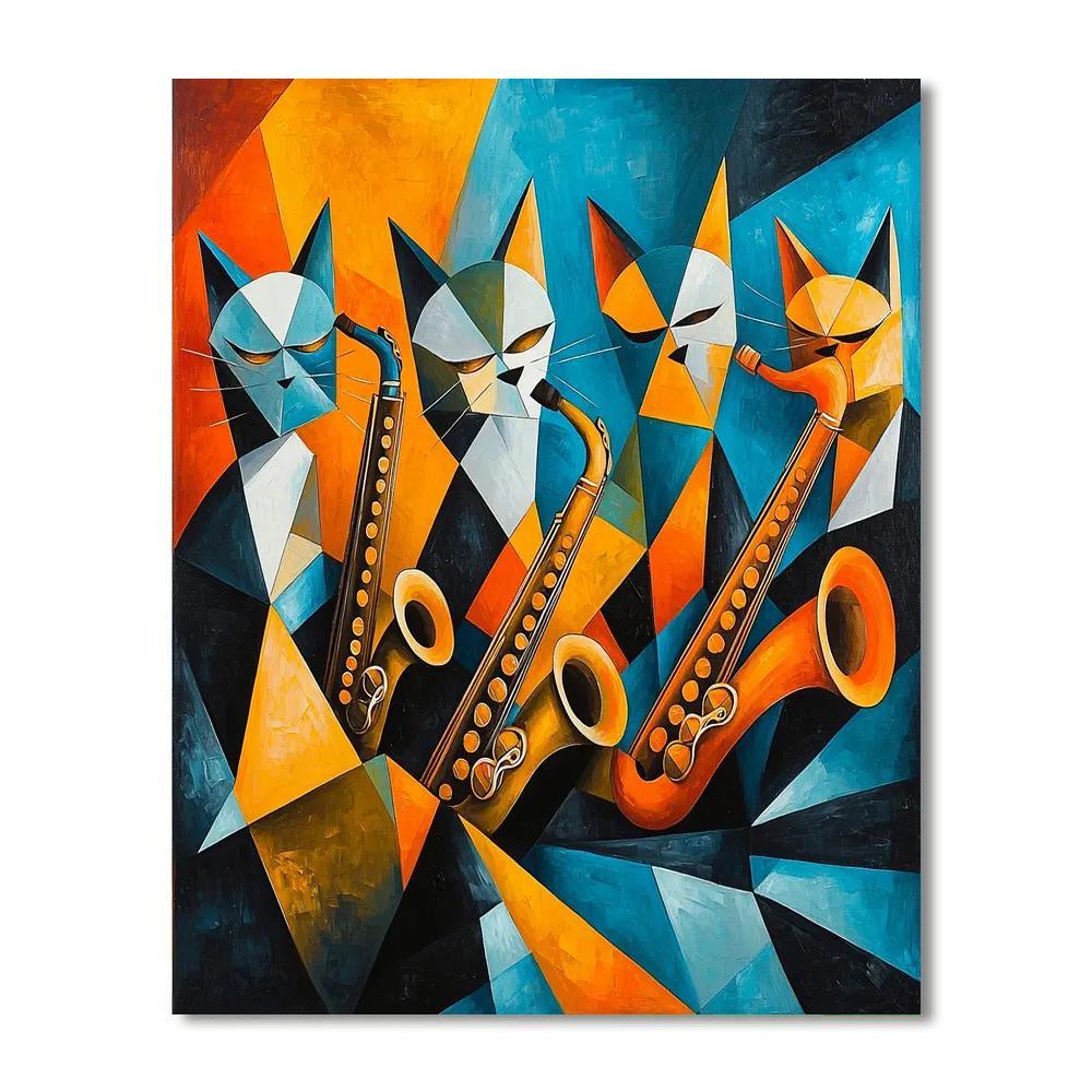 Pablo Picasso Inspired Cubist Jazz Cats  DIY Paint By Numbers
