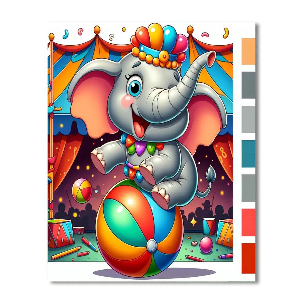 Silly Circus Elephant DIY Paint By Numbers