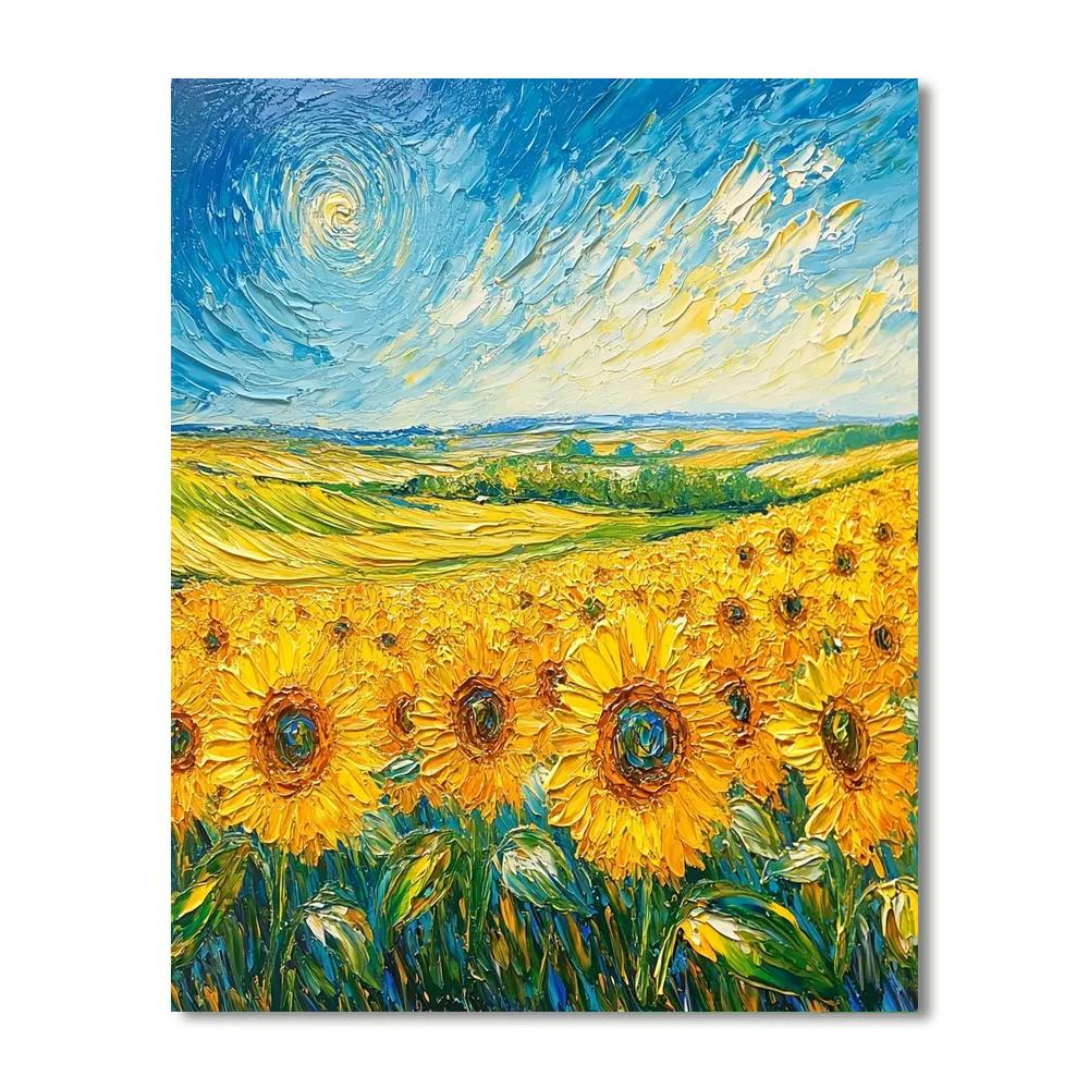 Vincent Van Gogh Inspired Captivating Sunflower Field  Paint By Numbers Kits