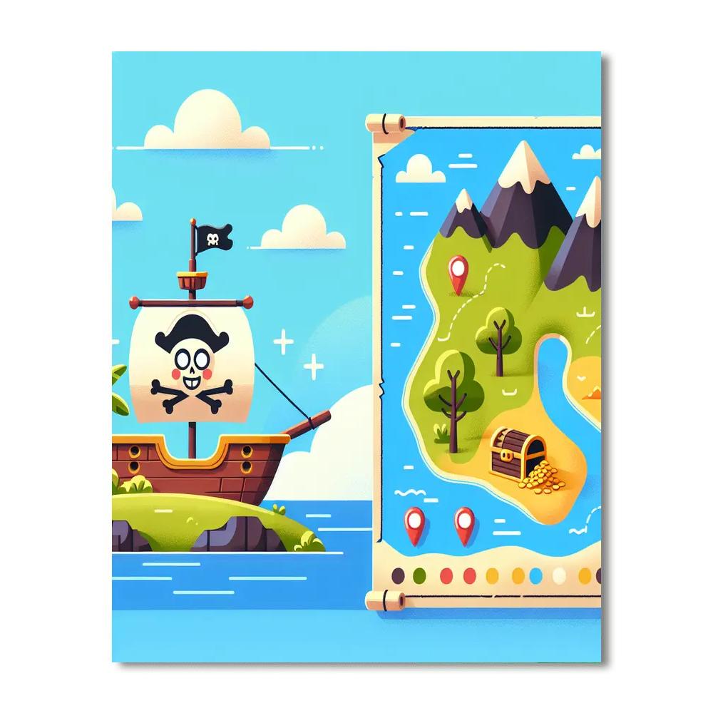 Pirate Treasure Map Quest Paint By Numbers Art