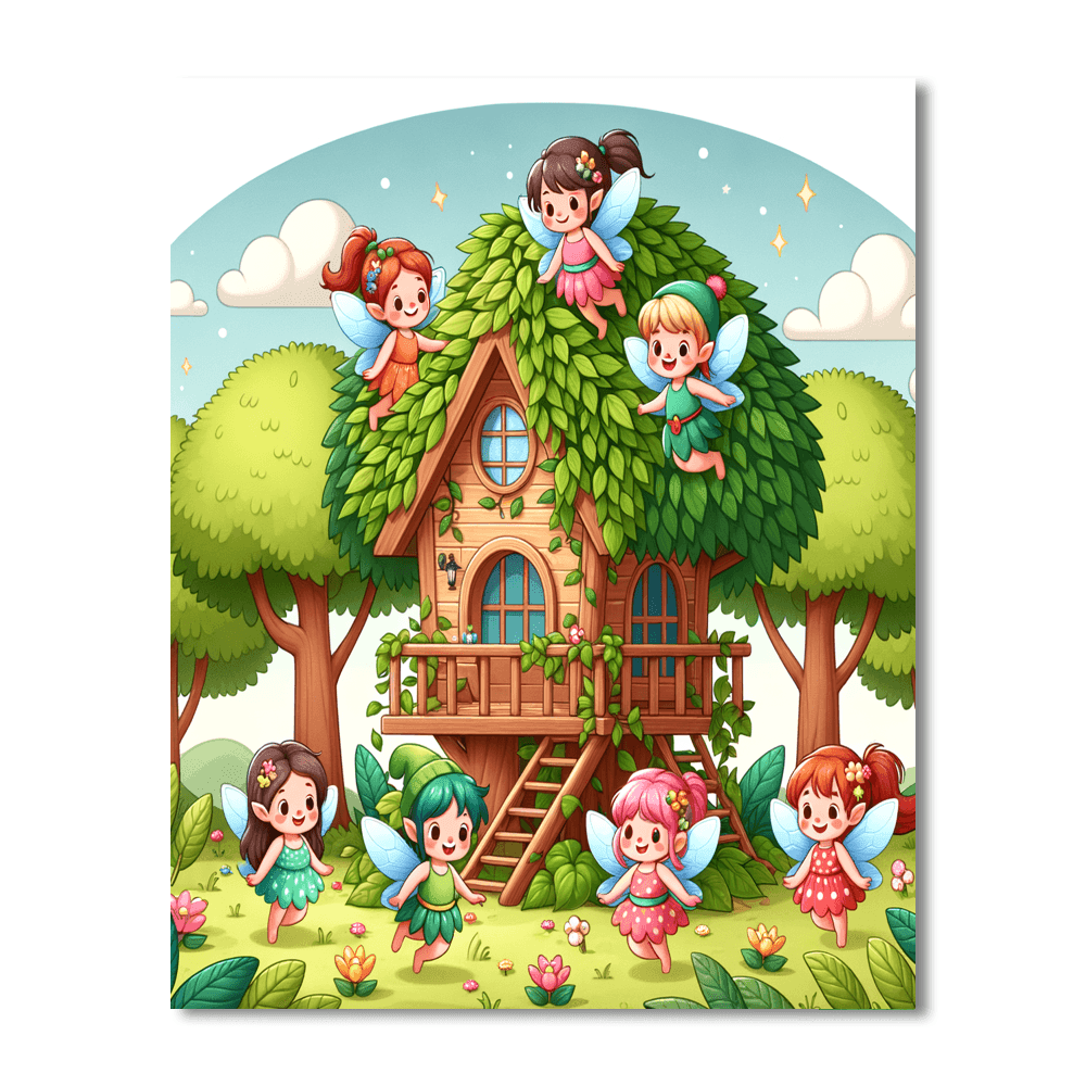 Magical Fairy Treehouse Number Painting