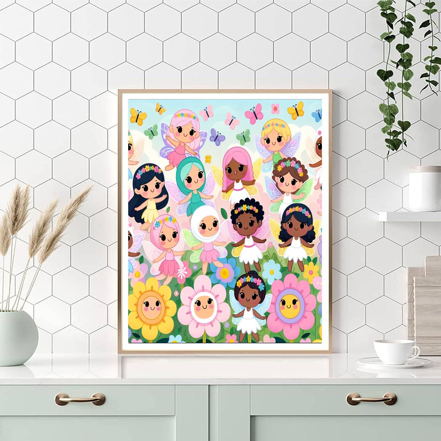 Cheerful Flower Fairies Painting By Numbers Kit