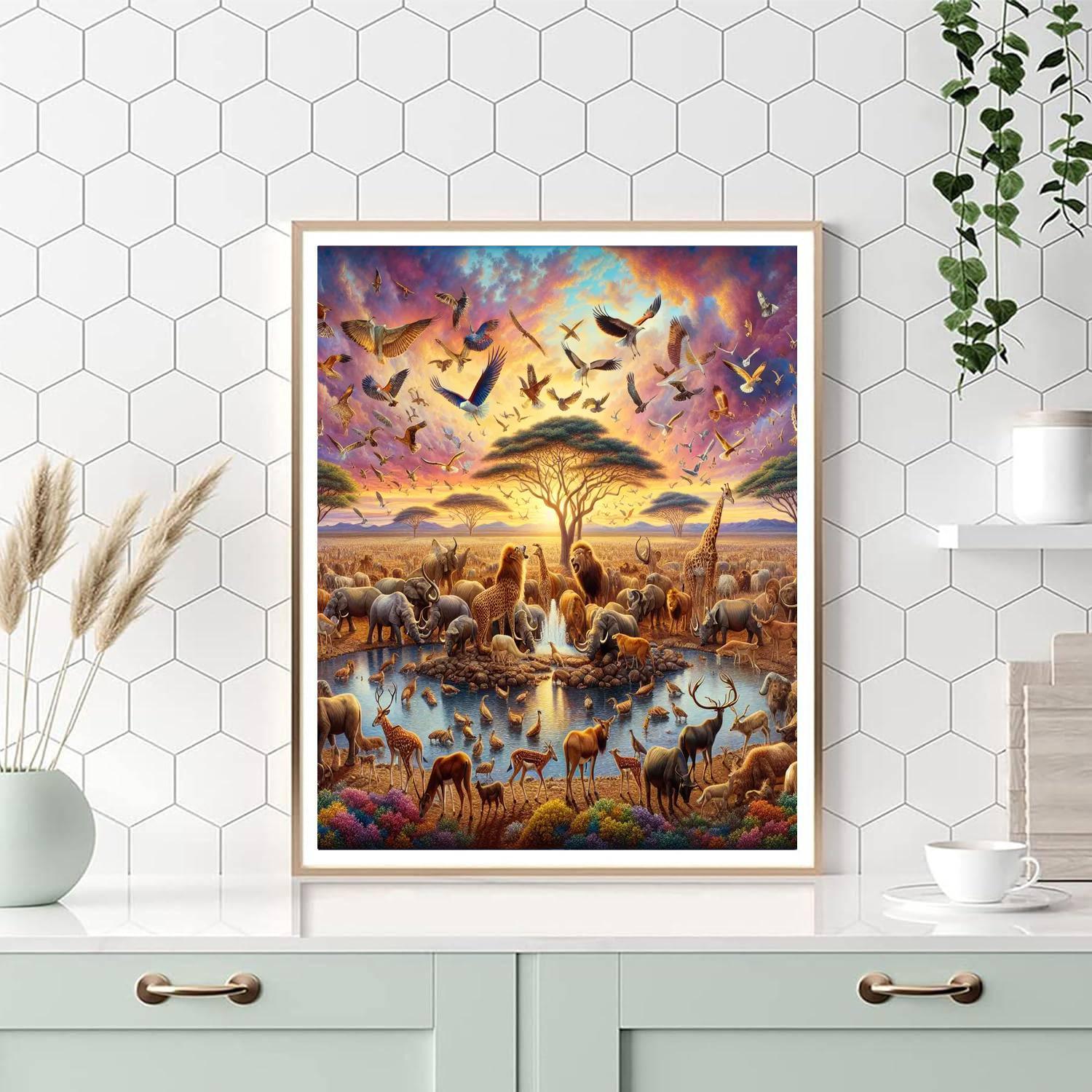 Majestic Wildlife Gathering Numbered Painting Kits