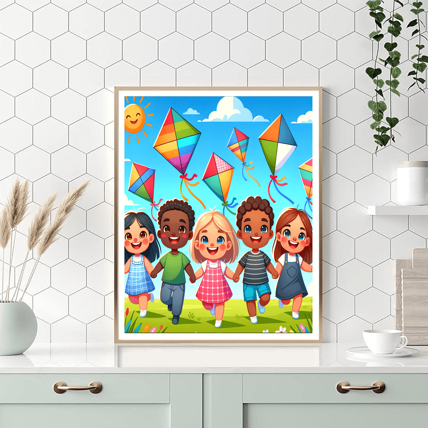 Colorful Kite Flying Festival Number Painting