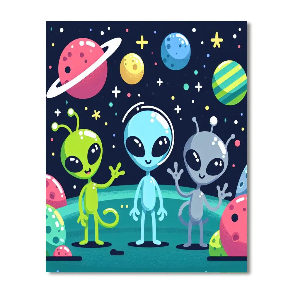 Galactic Voyage With Aliens Painting By Numbers Kit