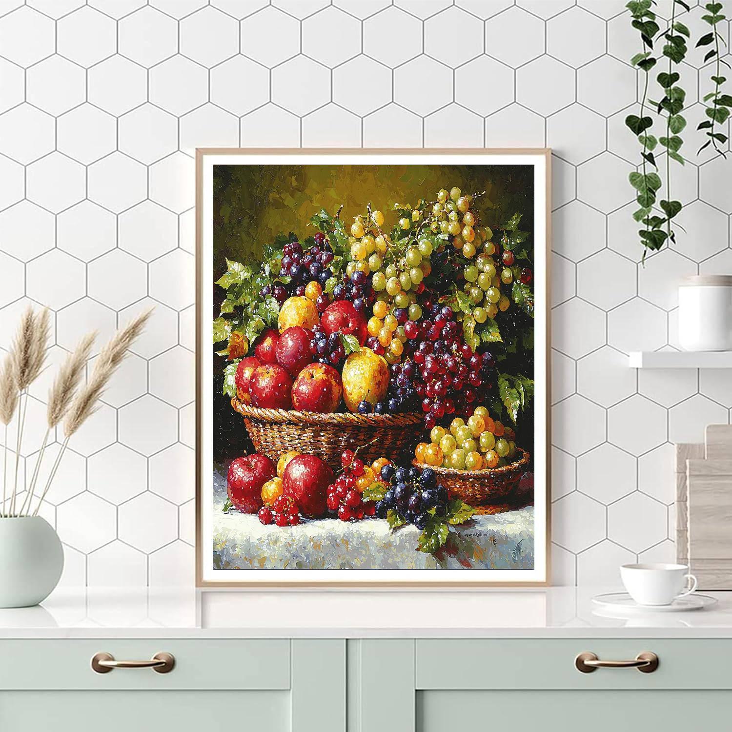 Jean-Baptiste-Siméon Chardin Inspired Charming Fruit Basket  Painting By Numbers Kit
