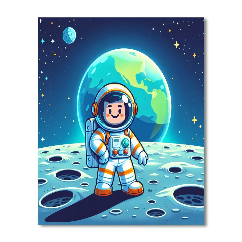 Astronaut's First Moon Landing Number Painting