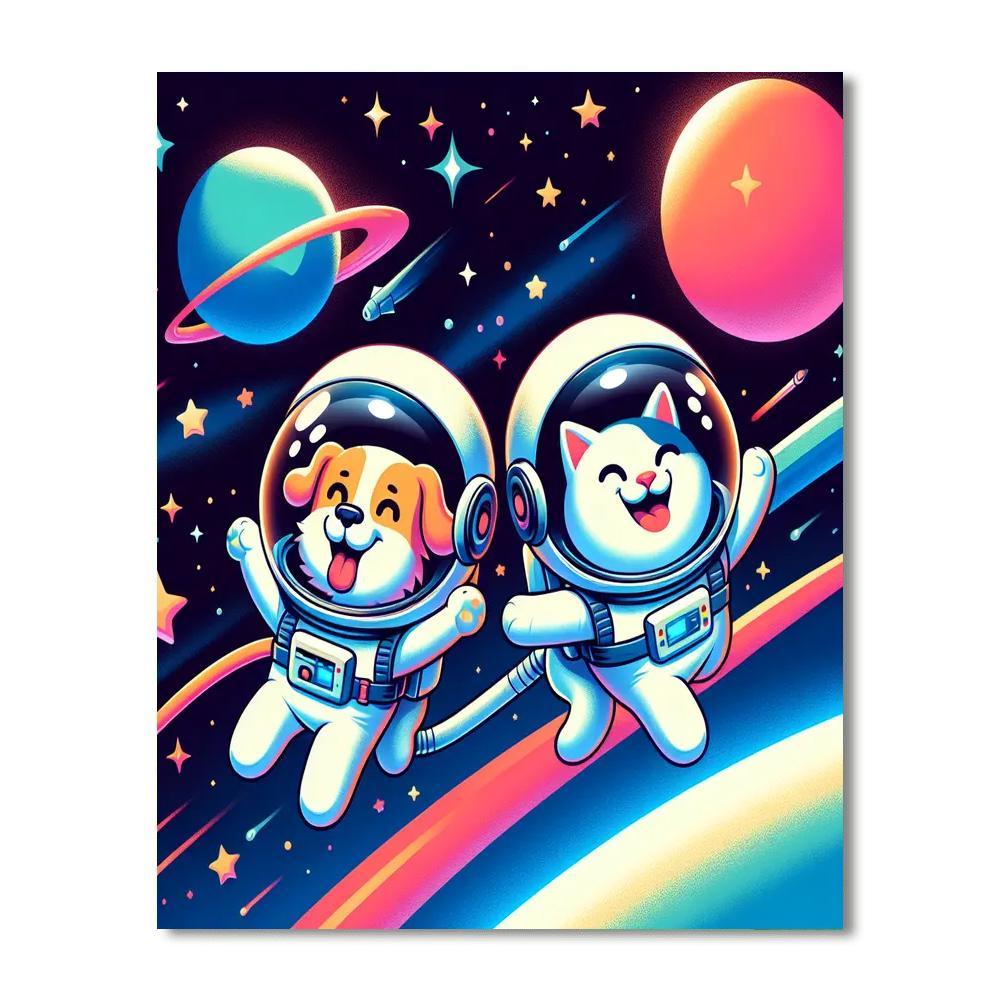 Outer Space Animals Paint By Numbers Art