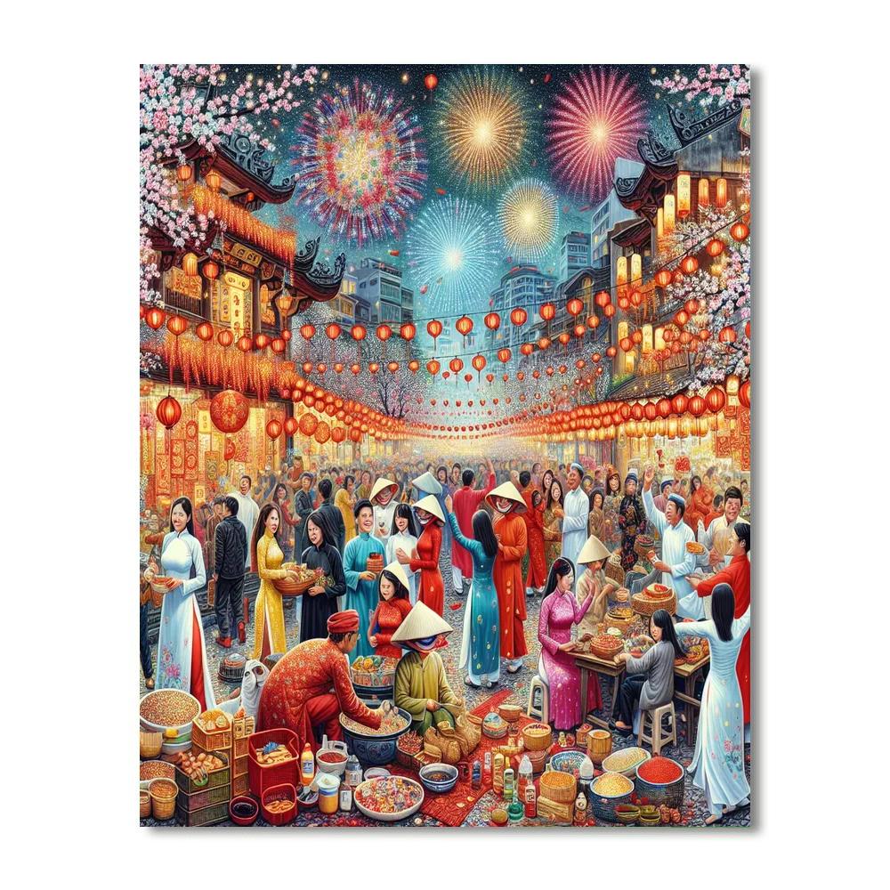 Tet Nguyen Dan - Hanoi, Vietnam Painting Number Kit