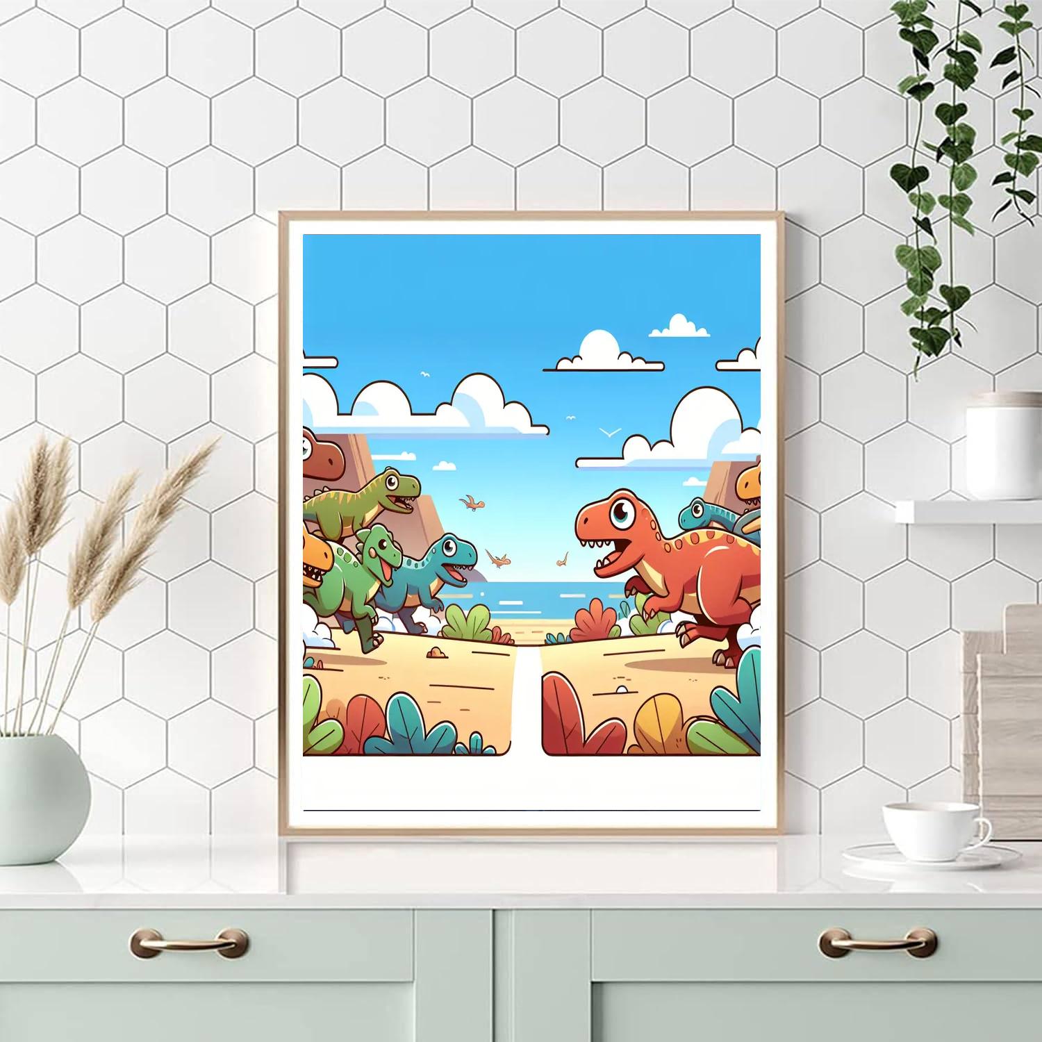 Adventurous Dino Race Painting By Numbers Kit