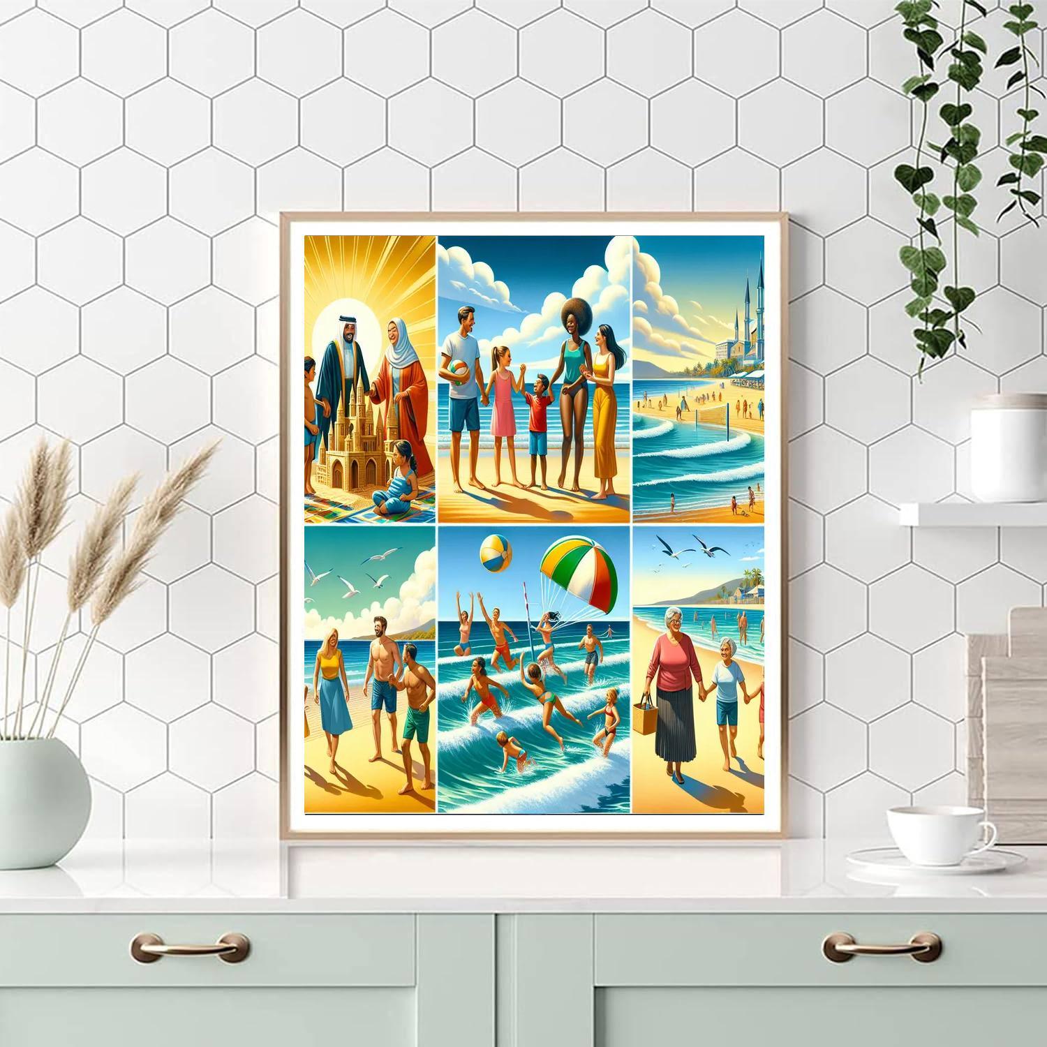 Lively Seaside Adventure Paint By Numbers Art