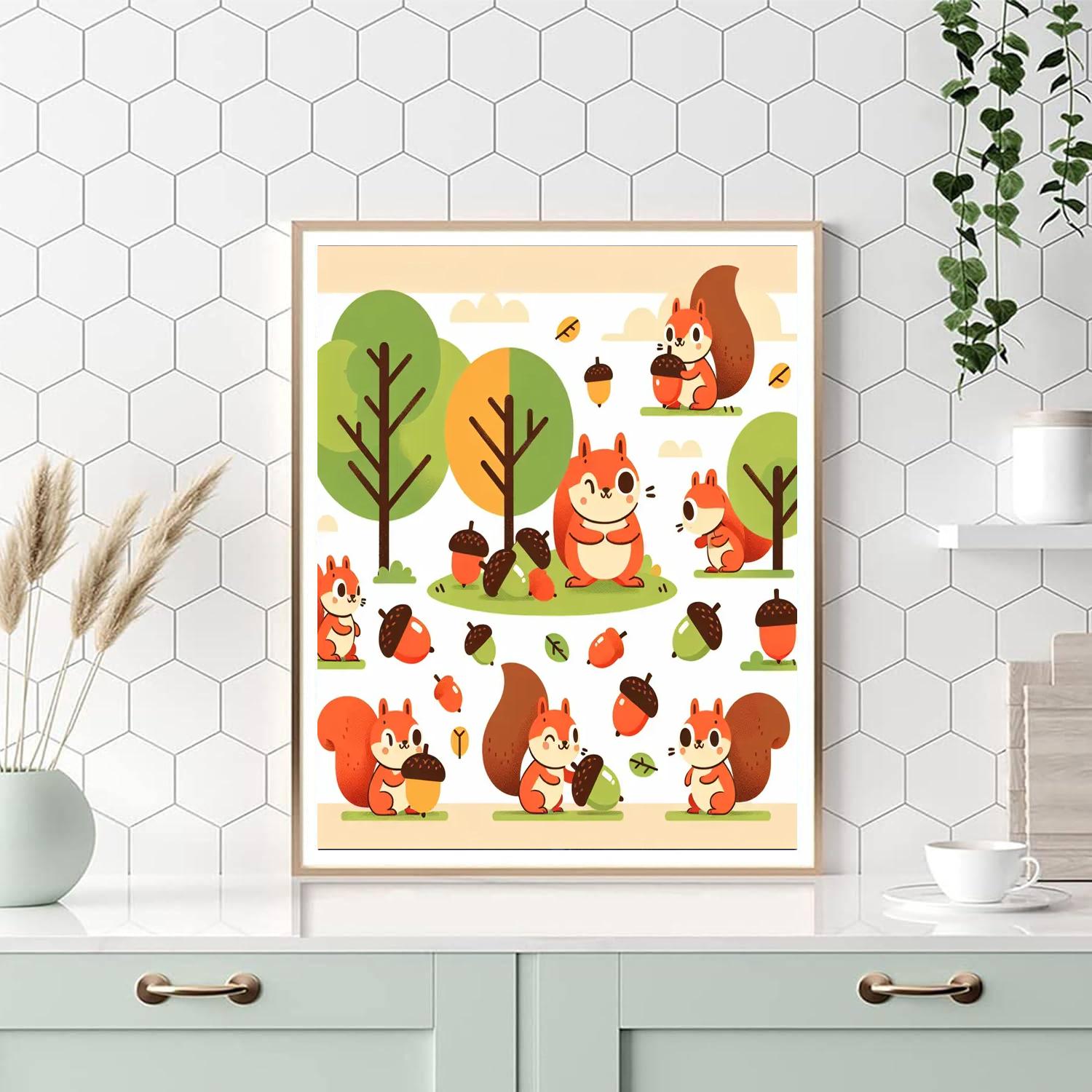 Silly Squirrels And Acorns Painting By Numbers Kit