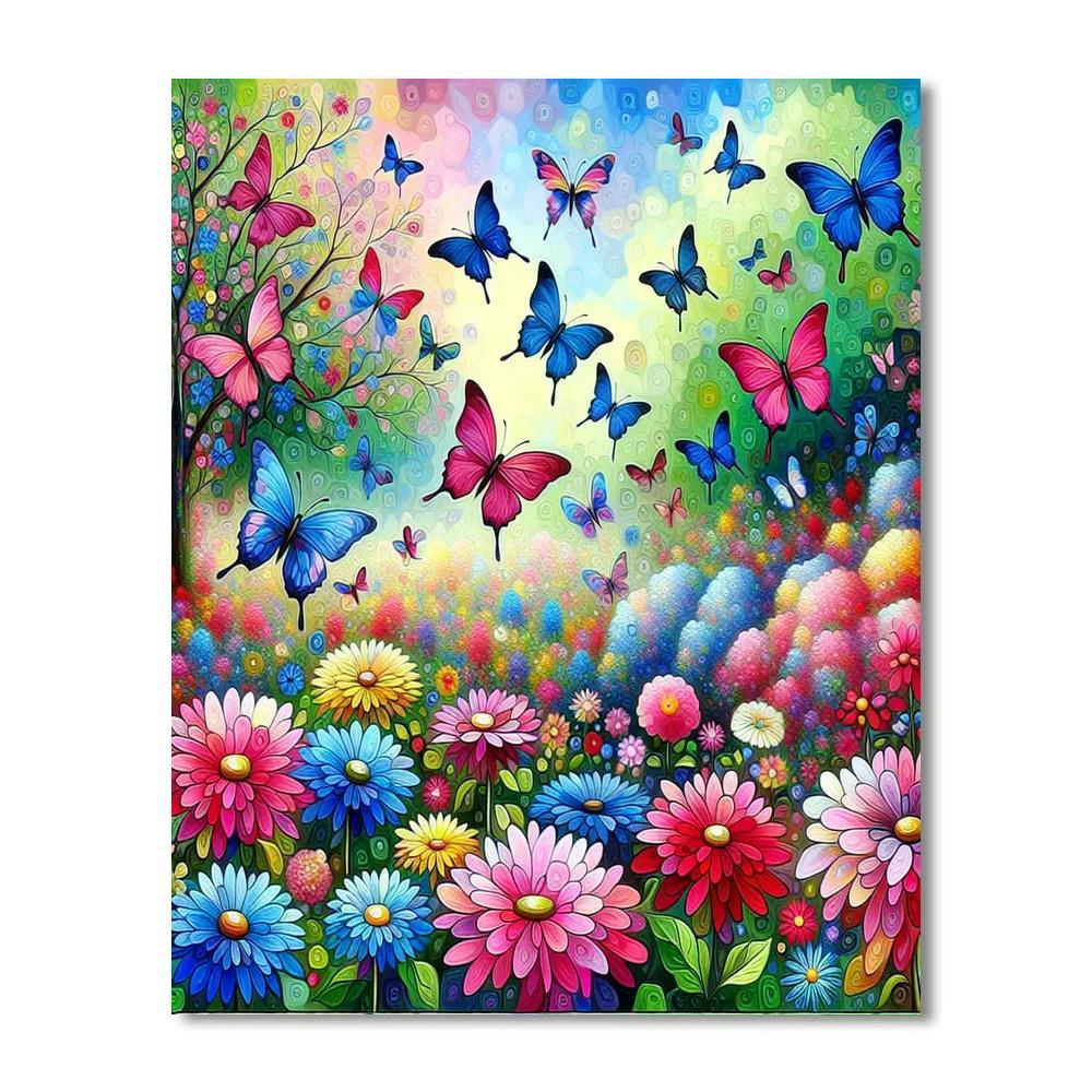 Vibrant Butterfly Paradise Paint By Numbers Art
