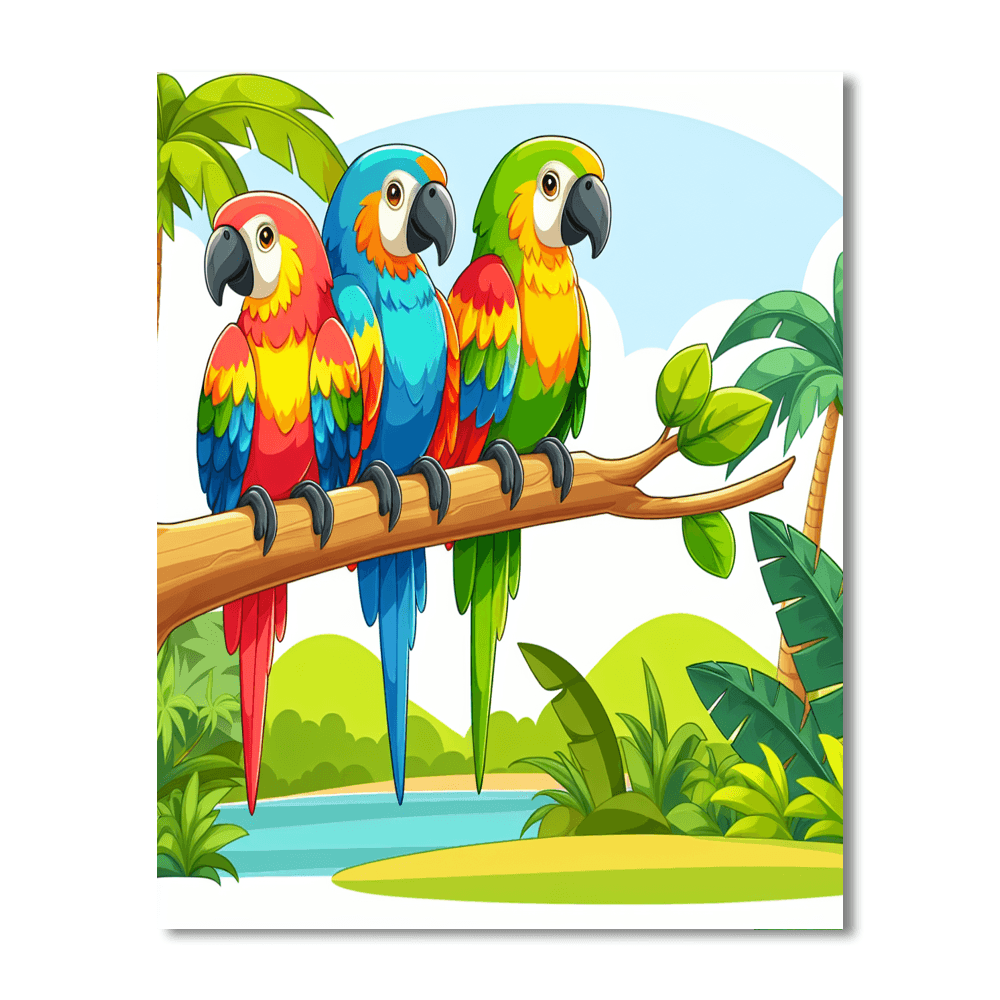 Cheerful Parrot Party Paint By Numbers Kits