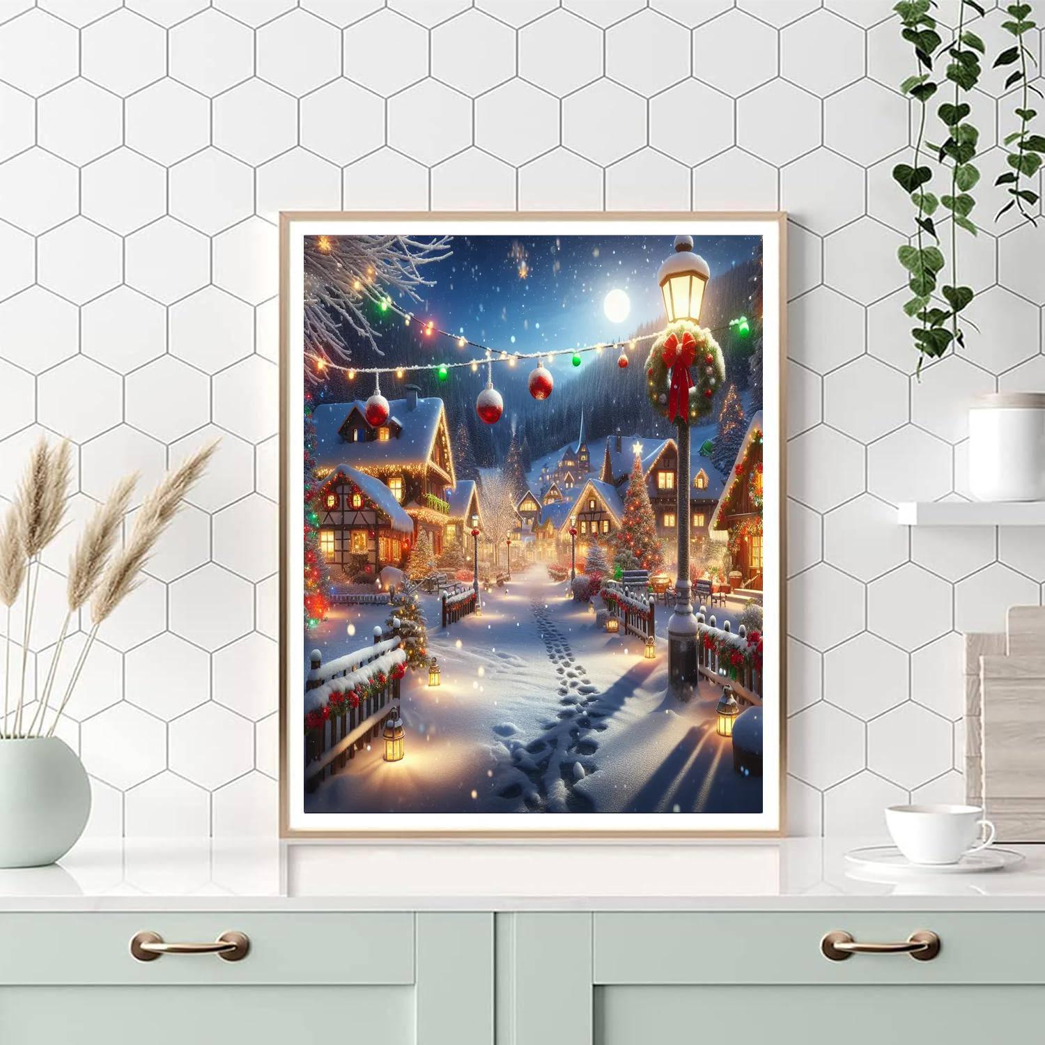 Snowy Village At Christmas Paint By Color