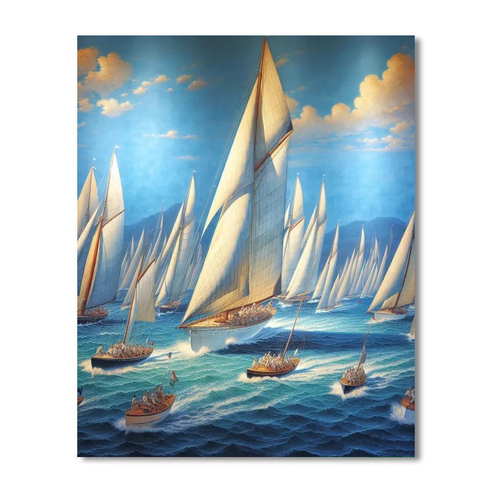 Vintage Sailboat Regatta Paint By Numbers