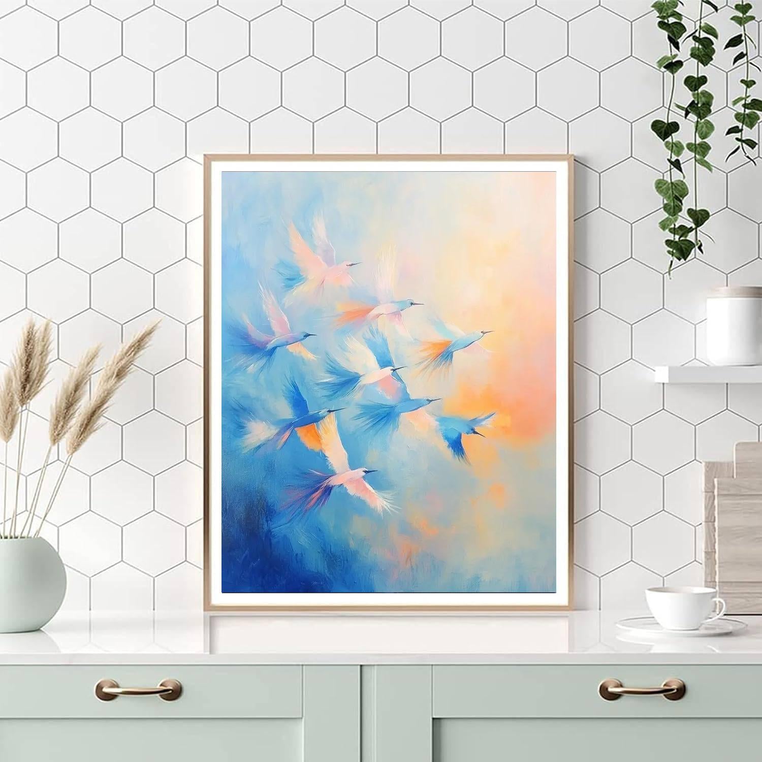 Leonardo Da Vinci Inspired Ethereal Bird's Ballet  DIY Paint By Numbers