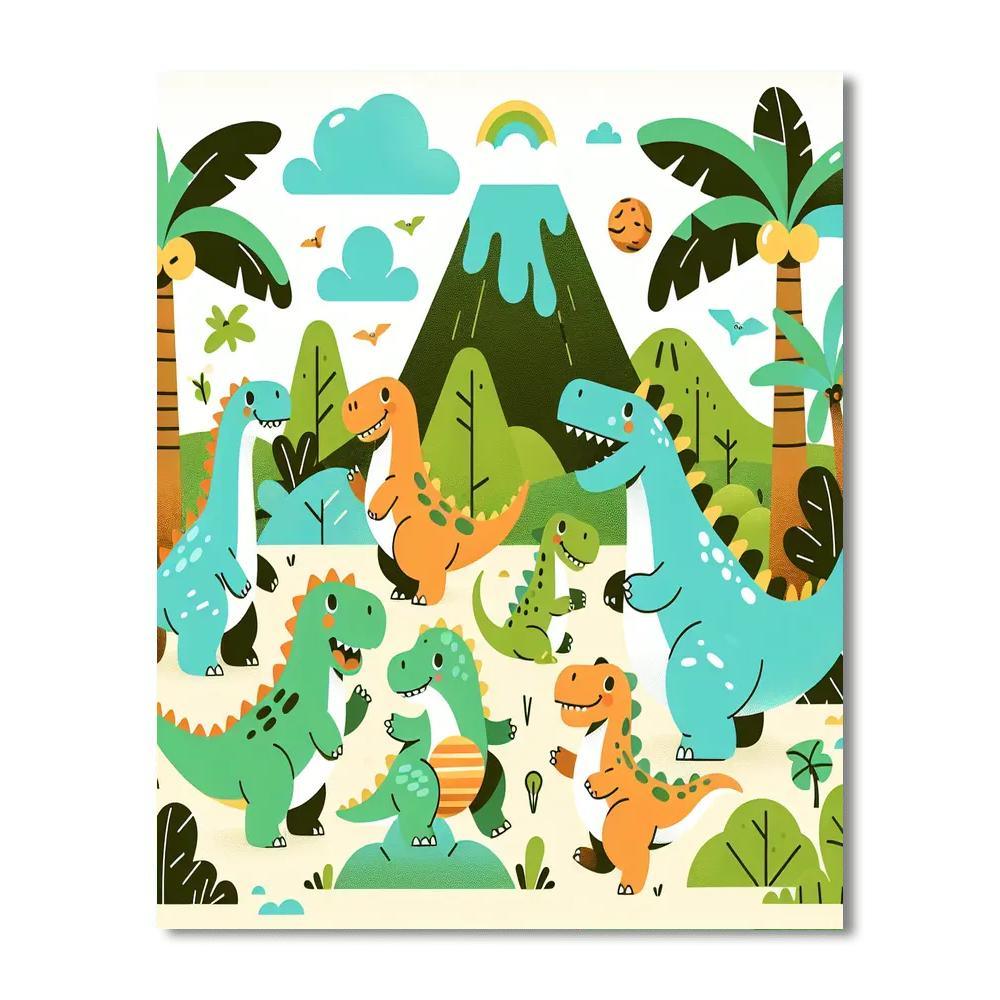 Friendly Dinosaur Exploration Paint By Color