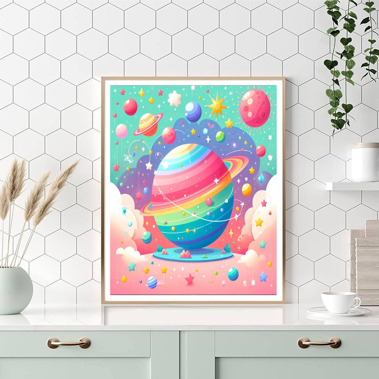 Galactic Fairytale Planet Number Painting