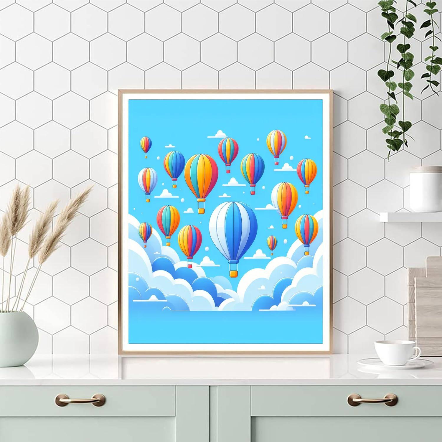 Flying High With Hot Air Balloons Paint By Numbers Art