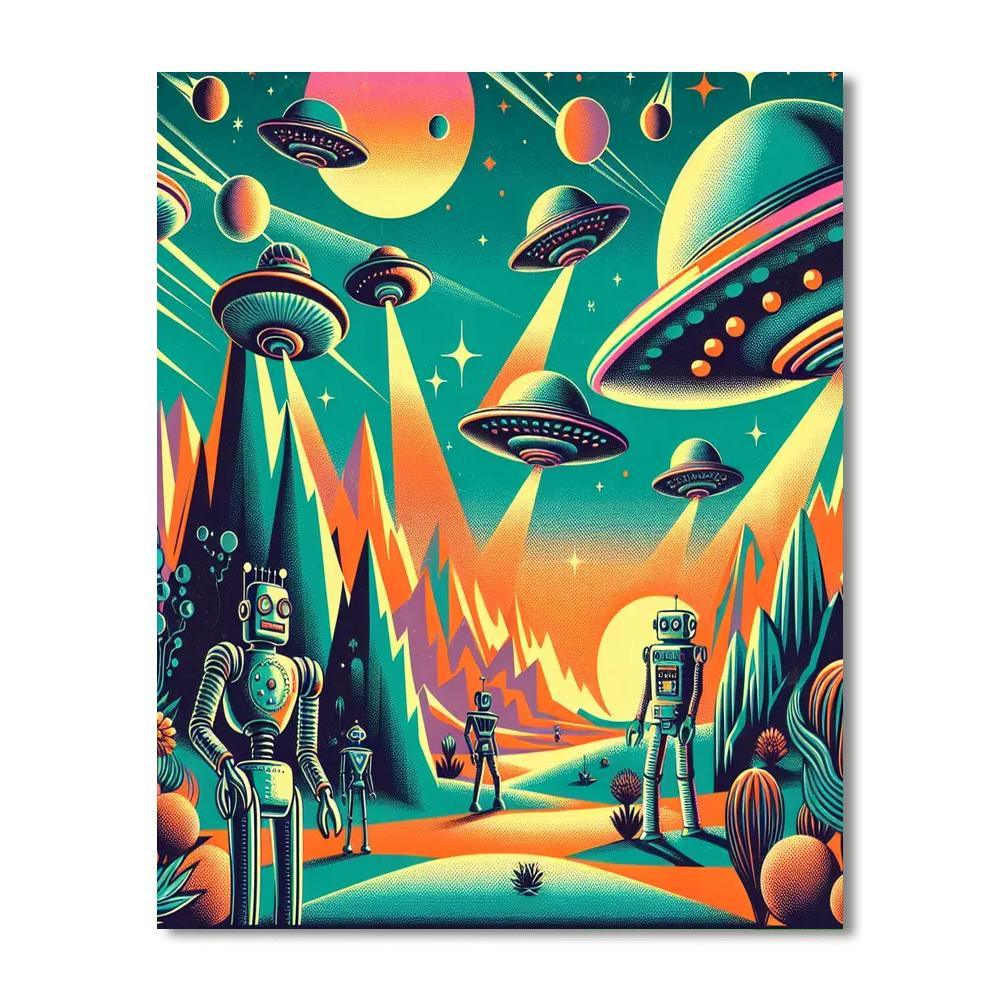 Retro Sci-fi Universe Painting Number Kit