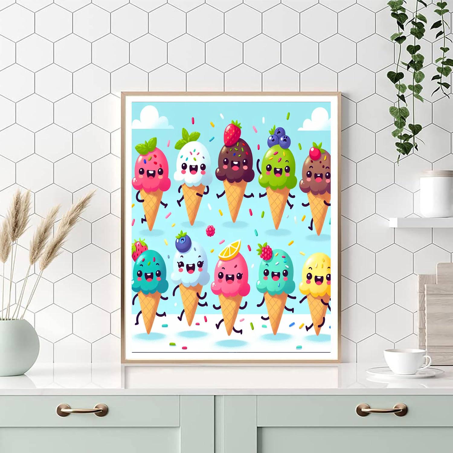 Dancing Ice Cream Treats Paint By Numbers Art