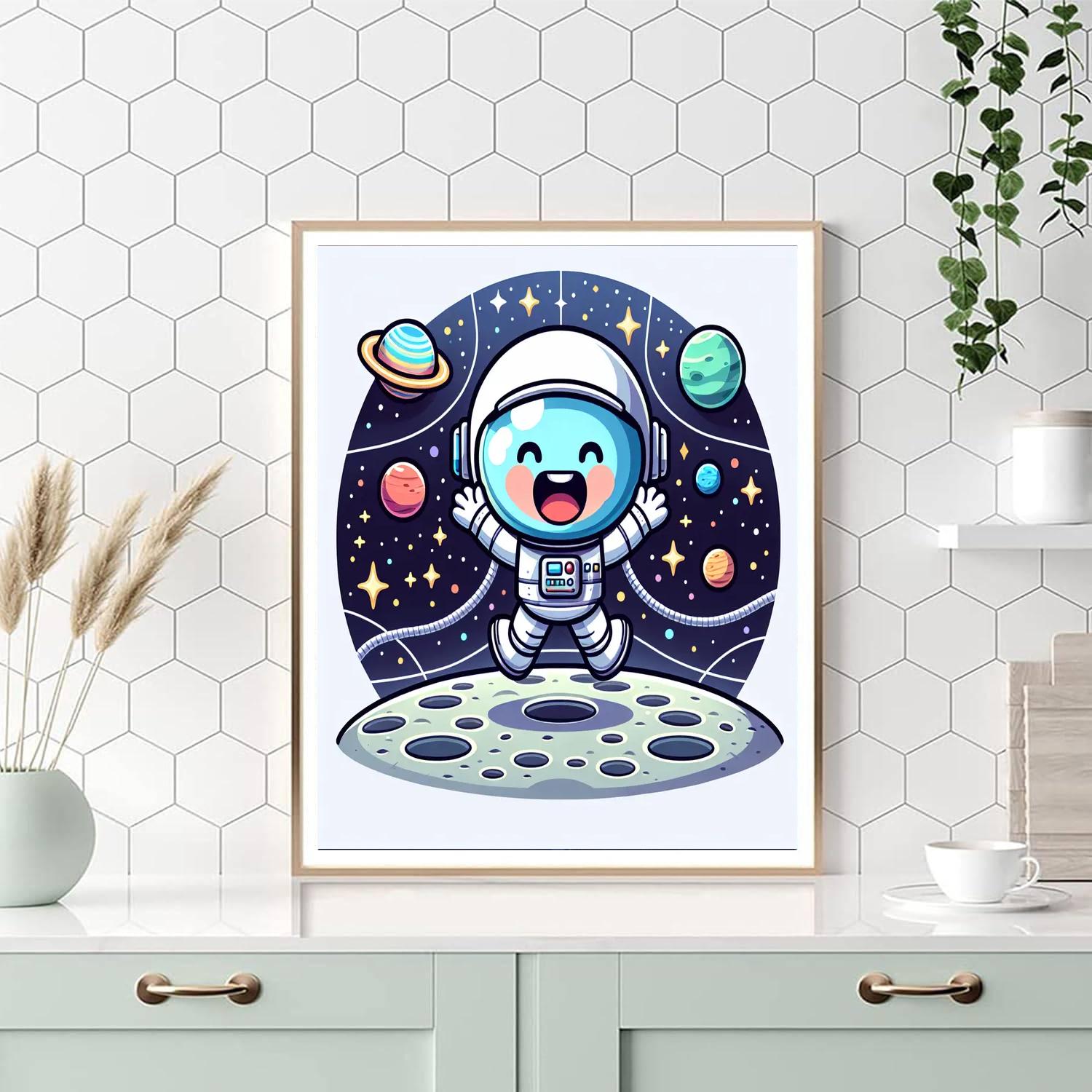 Silly Astronaut On The Moon Painting By Numbers Kit