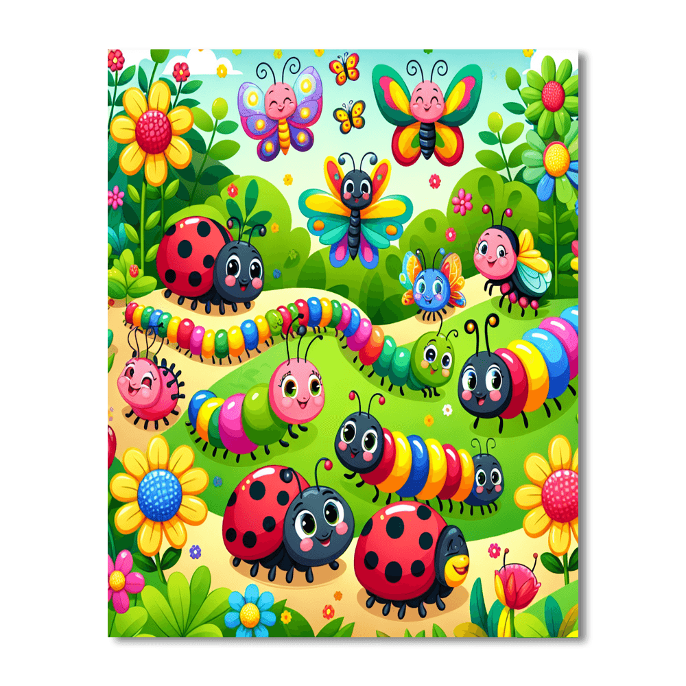 Colorful Bug Parade Number Painting