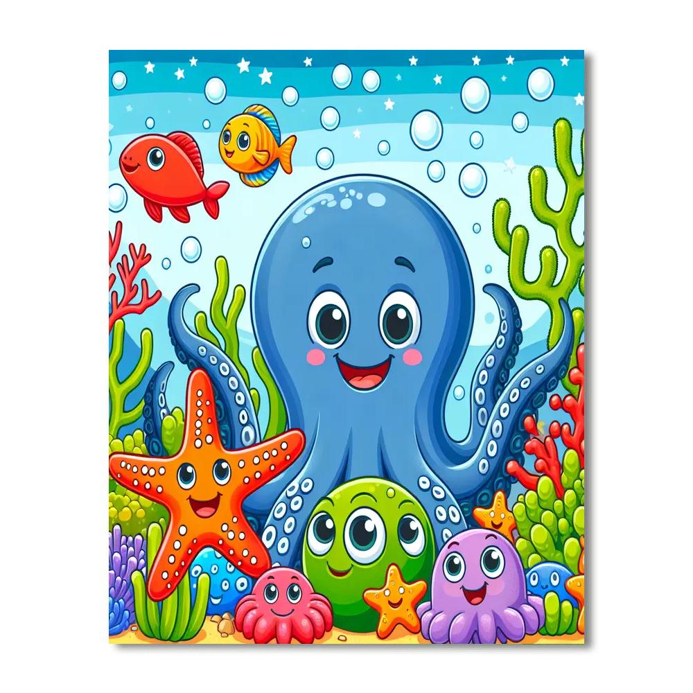 Curious Ocean Creatures Paint By Numbers Art