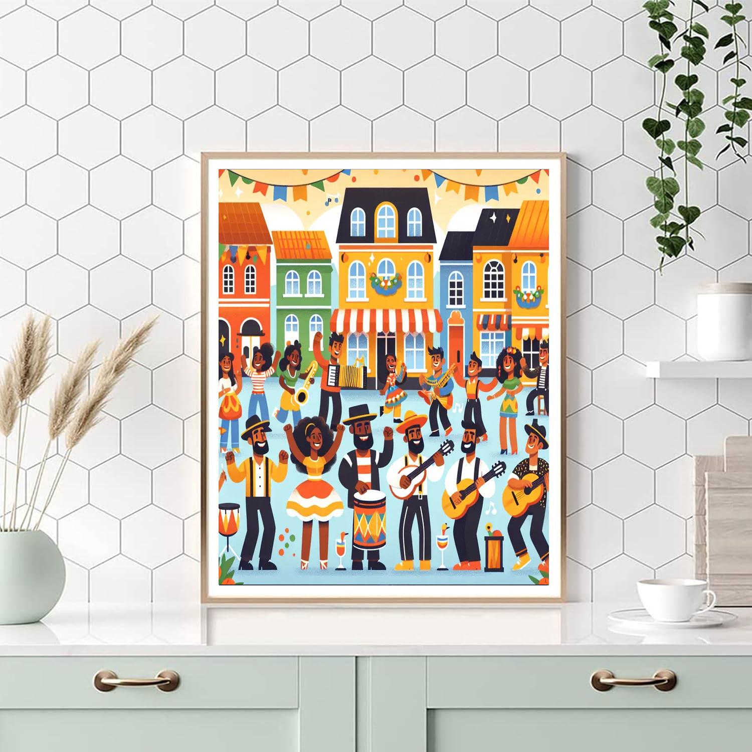 Festive Town Celebration Paint By Numbers Art