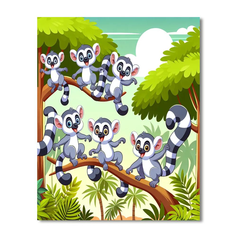 Laughing Lemurs Numbered Painting Kits
