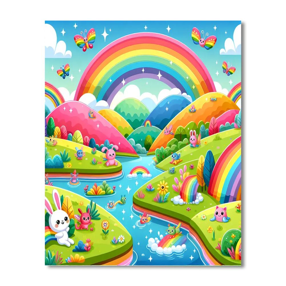 Colorful Rainbow Valley Painting Number Kit