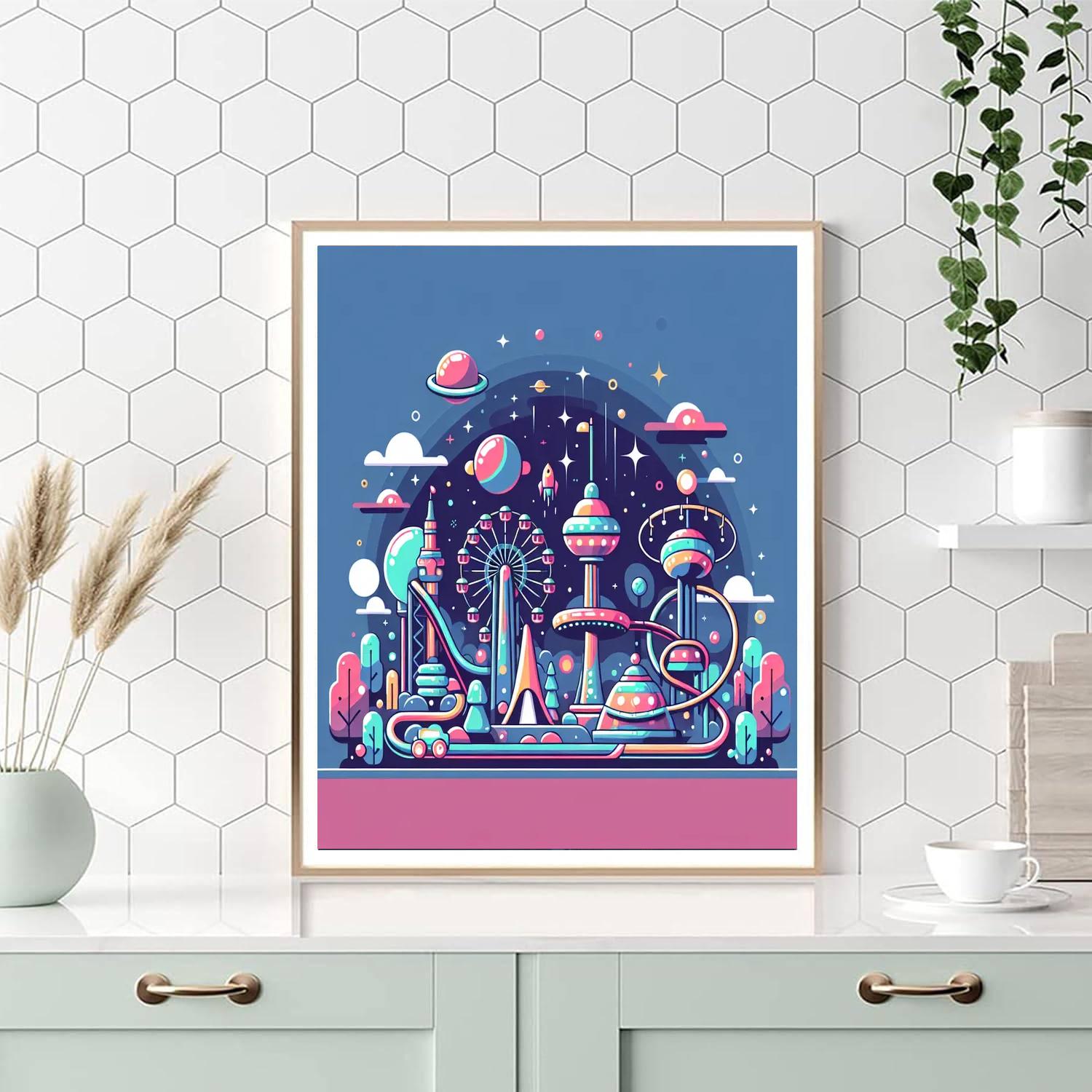 Galaxy Adventure Amusement Park Paint By Color