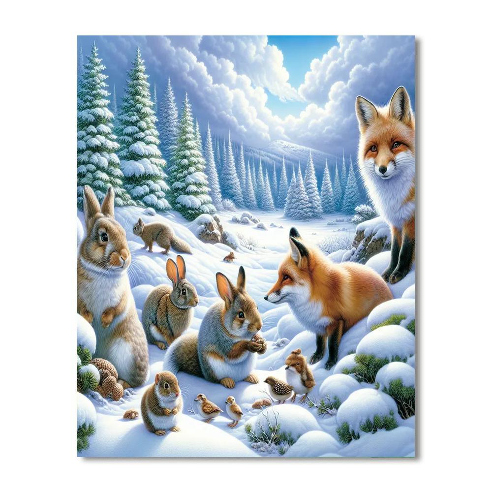 Winter Woodland Animals Paint By Color