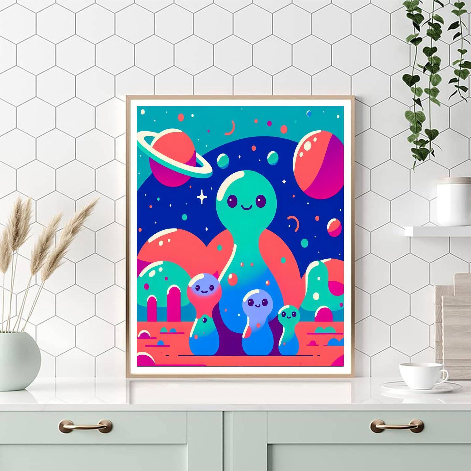 Friendly Alien World Number Painting