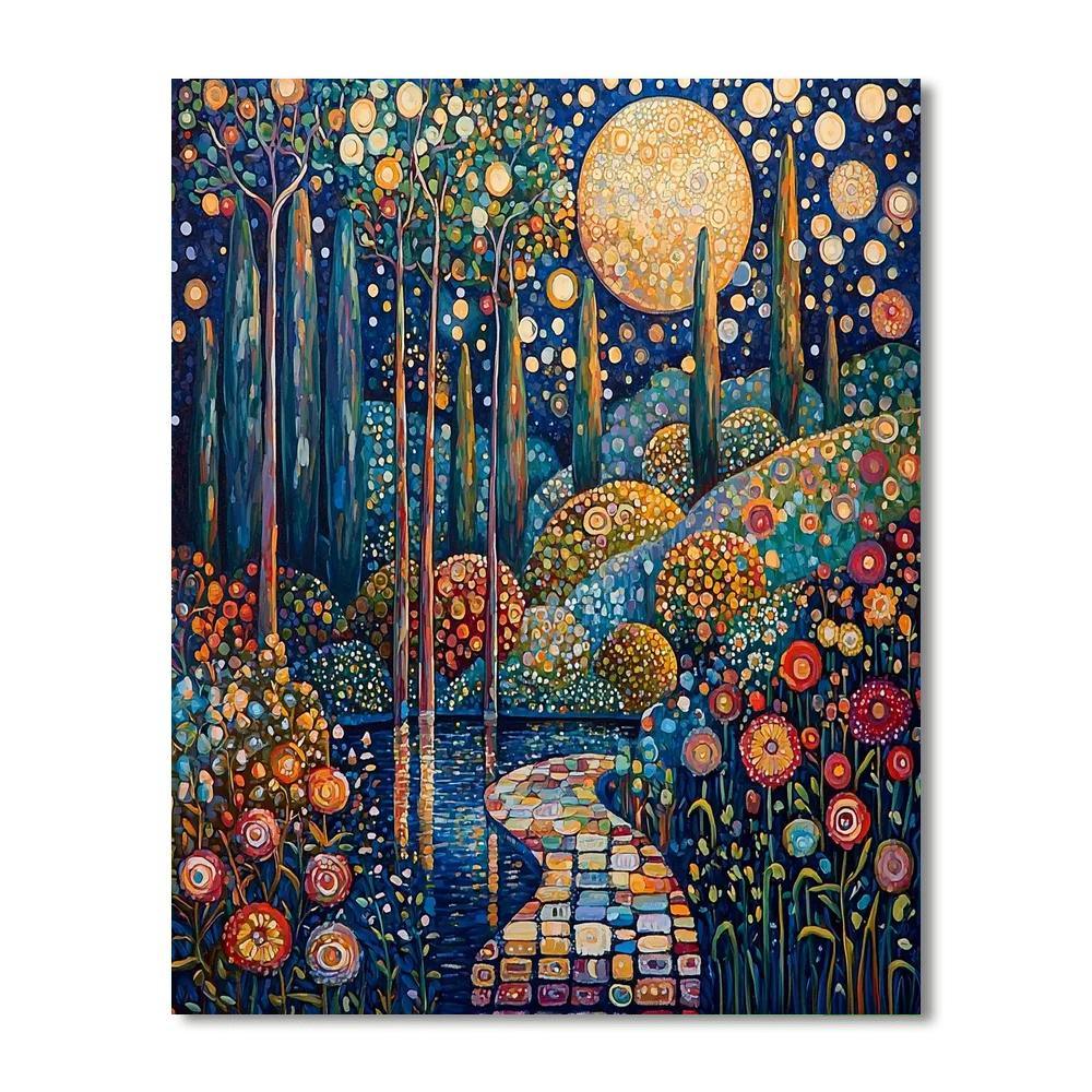 Gustav Klimt Inspired Klimt's Moonlit Garden  Numbered Painting Kits