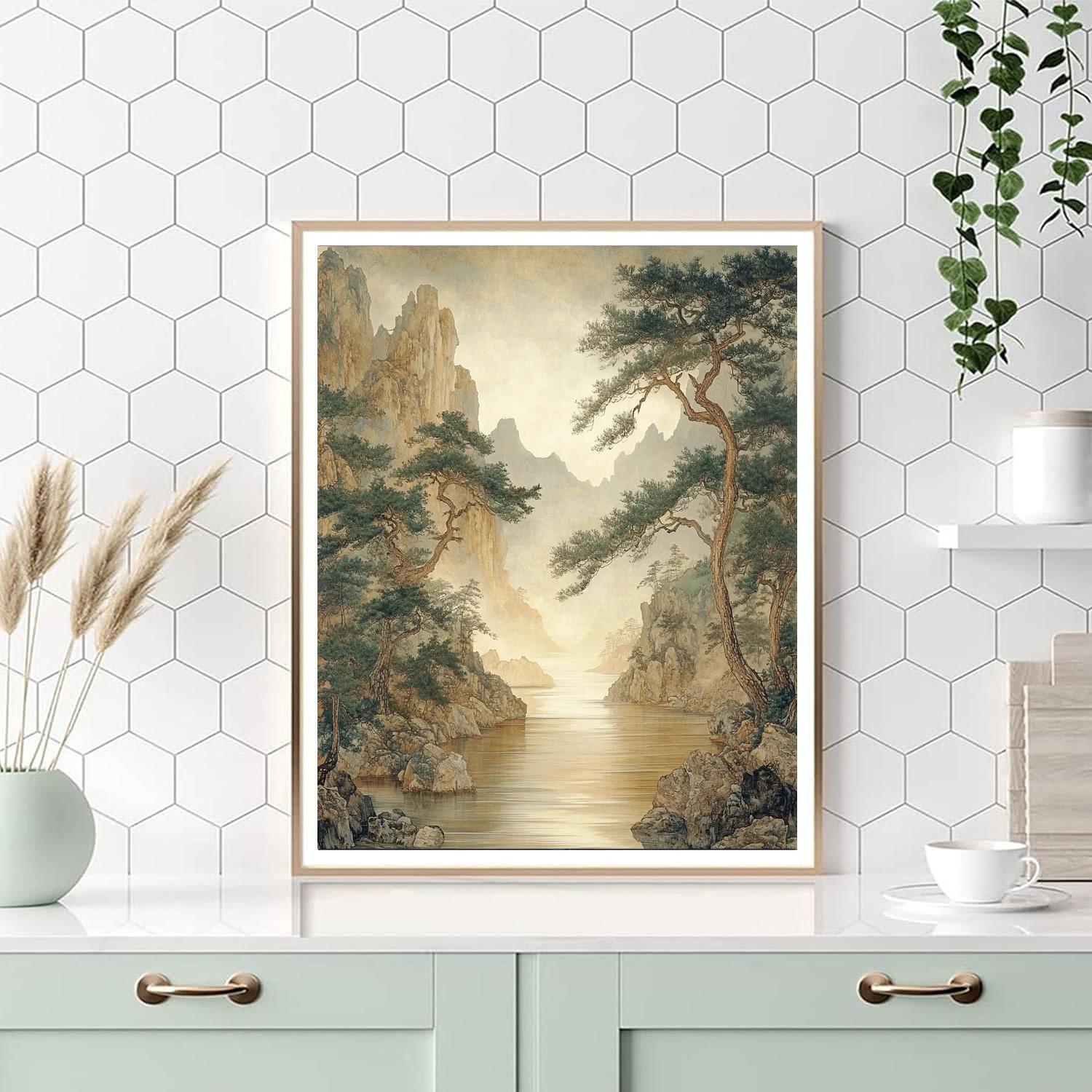 Zhao Mengfu Inspired Eternal Flow Of Tranquility  Paint By Numbers