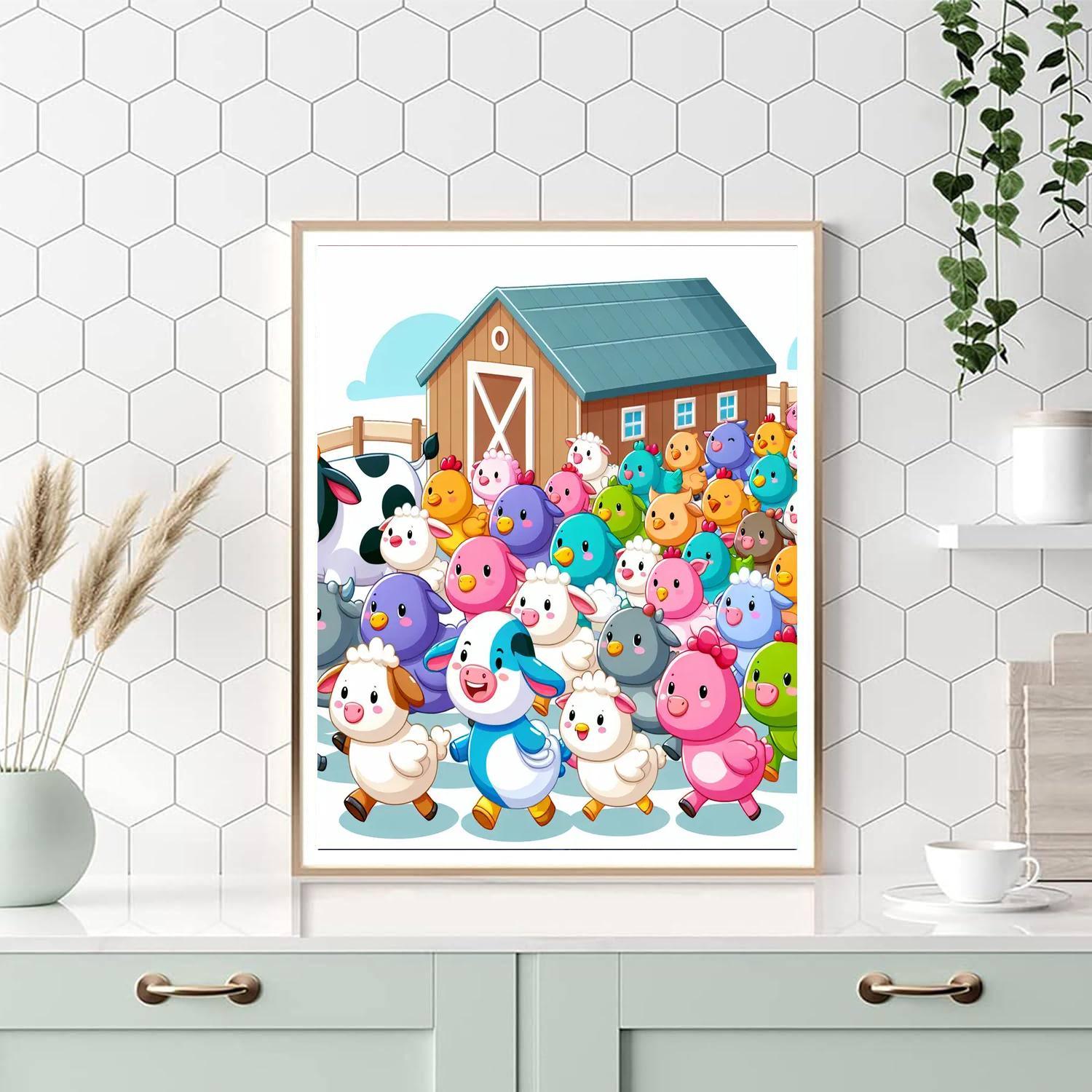Farm Animal Parade Paint By Numbers Art
