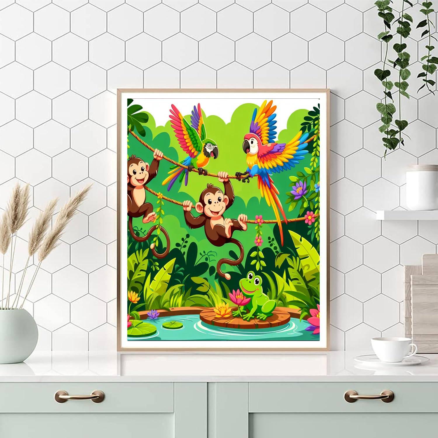 Funky Jungle Creatures Paint By Numbers Art