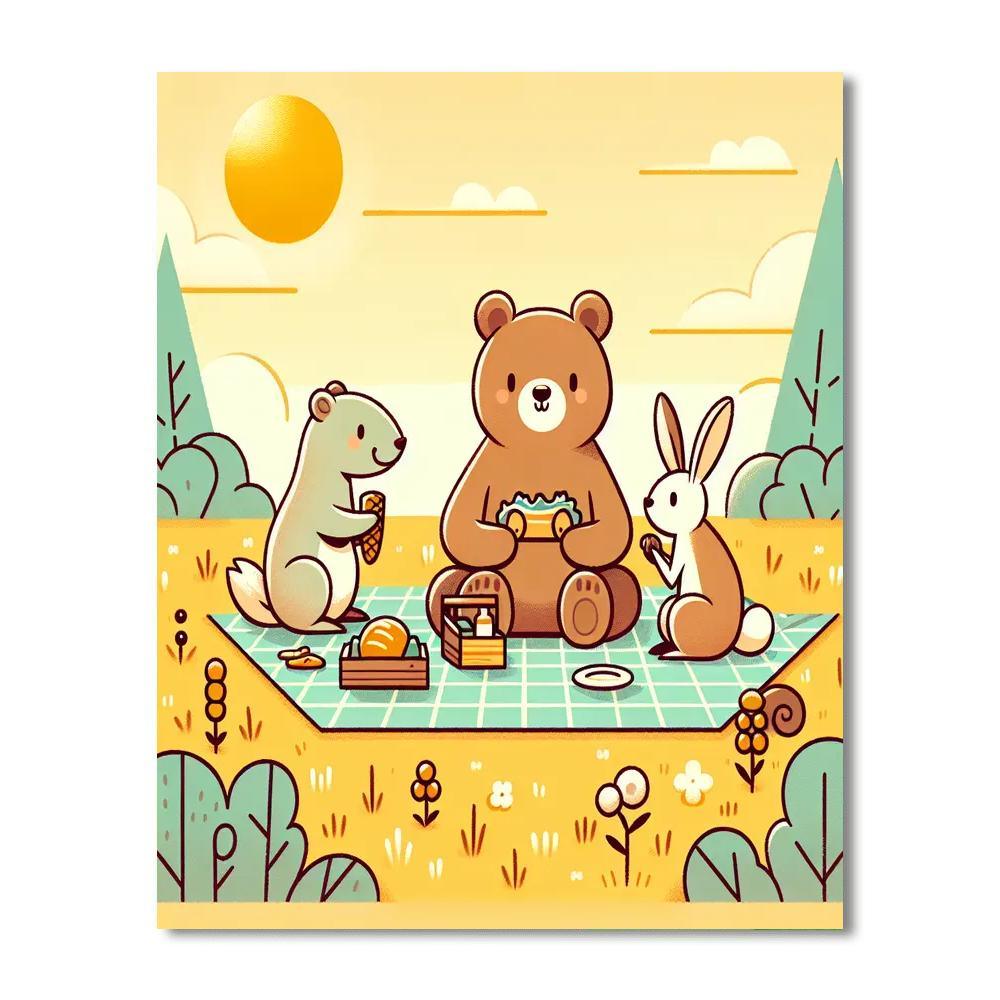Furry Bear Picnic Paint By Number