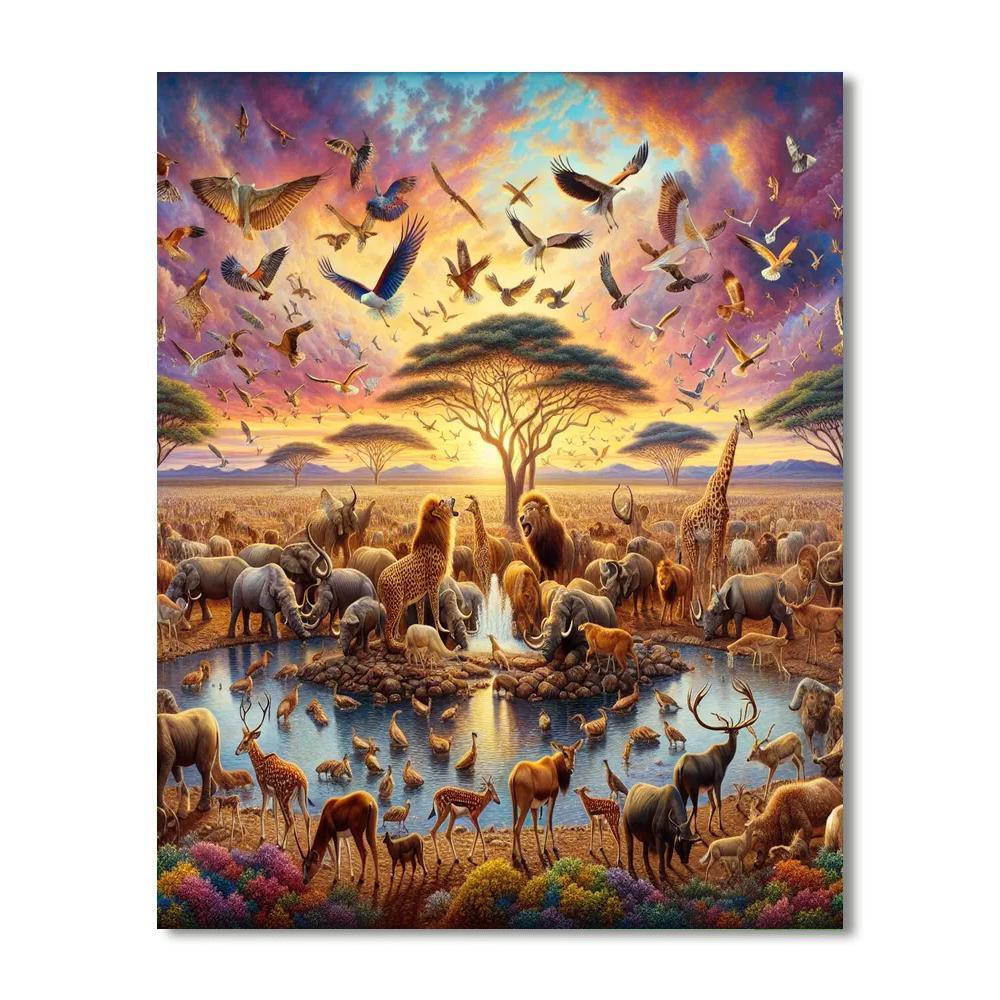 Majestic Wildlife Gathering Numbered Painting Kits