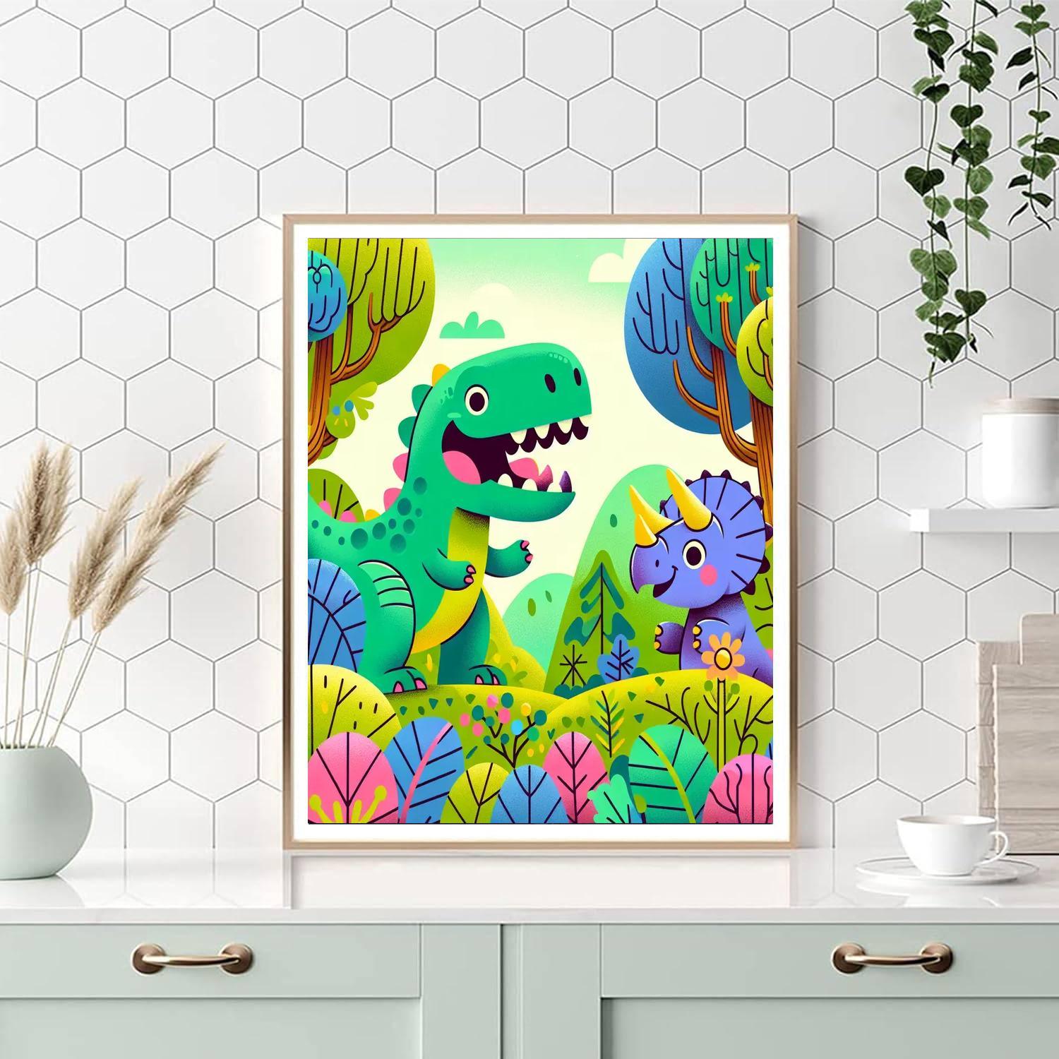 Silly Dino Friends Paint By Numbers Art