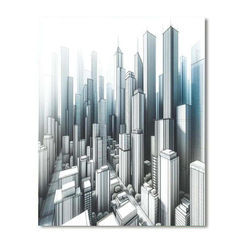Chic Urban Skyline Number Painting
