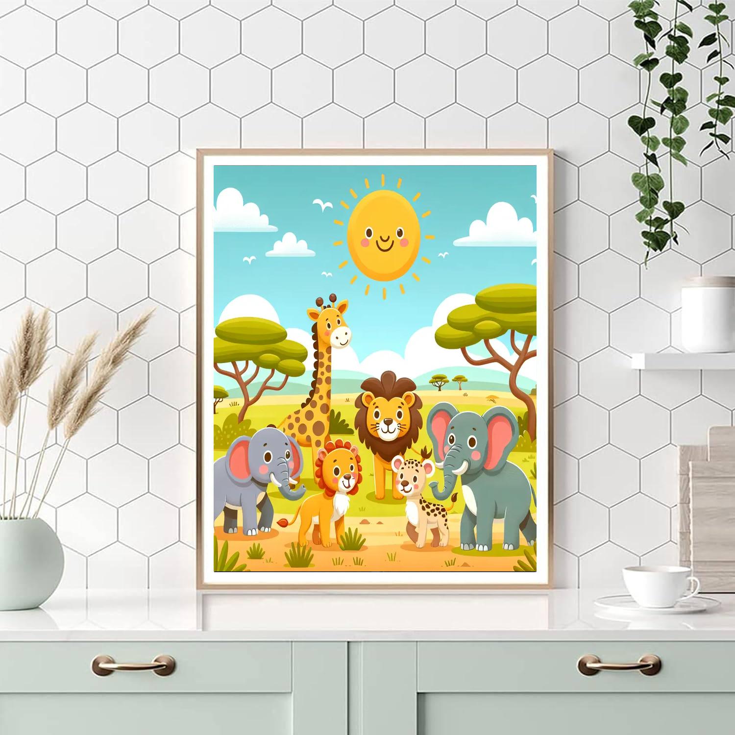 Roaming Safari Animals Painting Number Kit