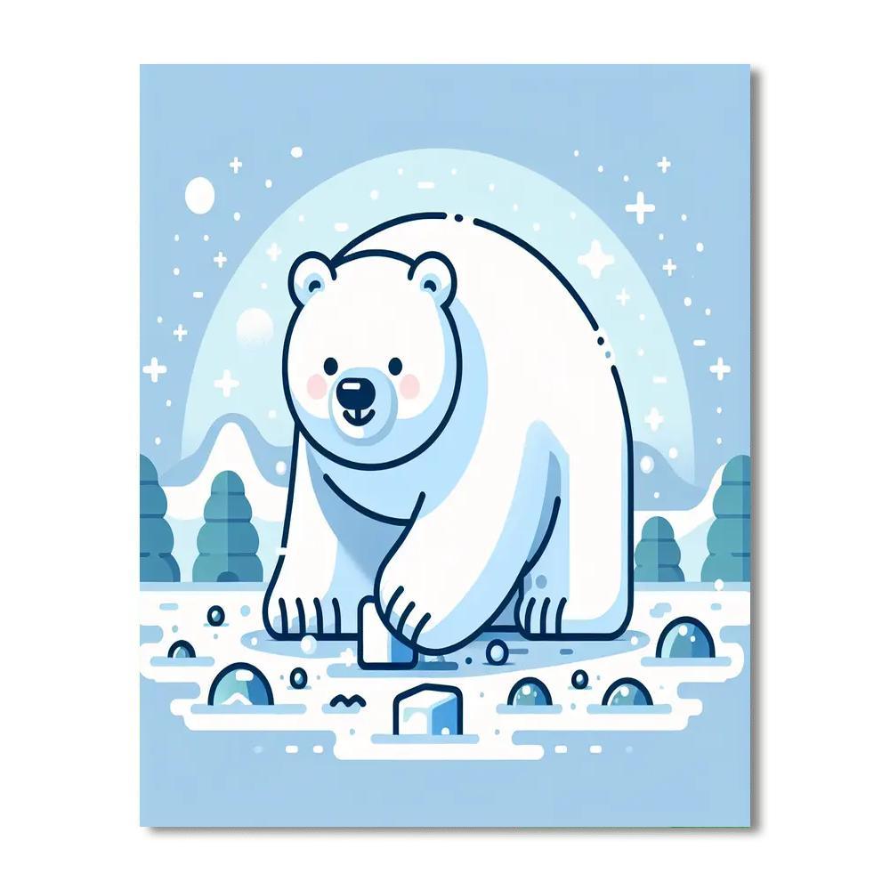 Frosty Polar Bear Playground Number Painting