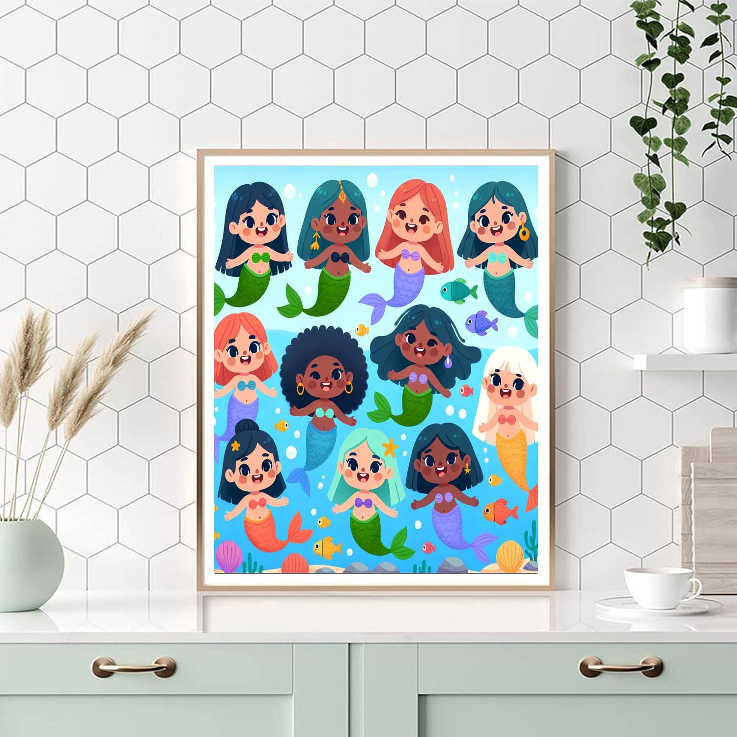 Bubbly Mermaid Friends Painting By Numbers Kit