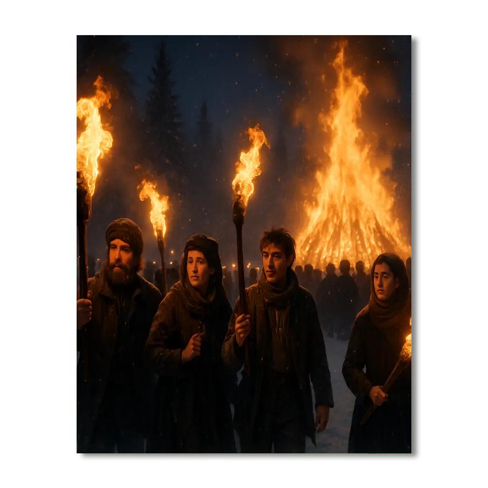 Nozawa Onsen Fire Festival Paint By Numbers Art
