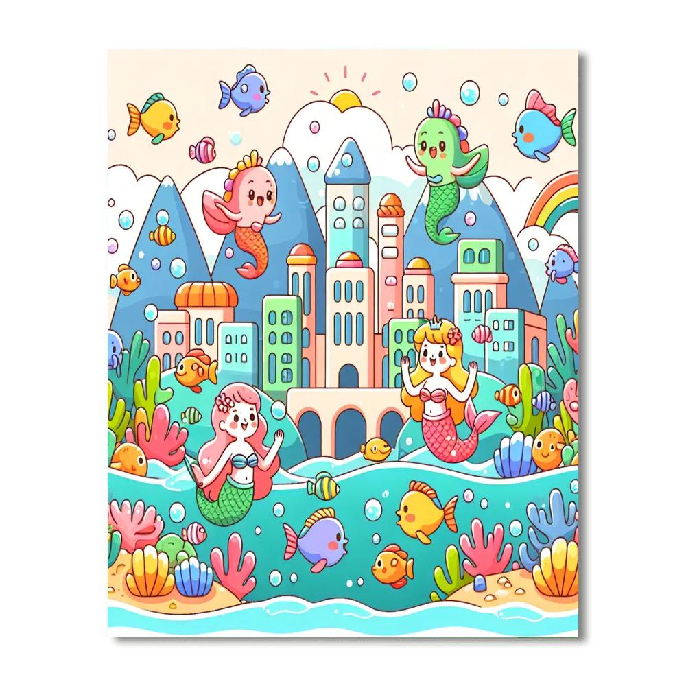 Charming Underwater City Paint By Numbers Art